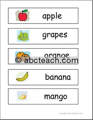 Word Wall: Fruit (comic sans font)