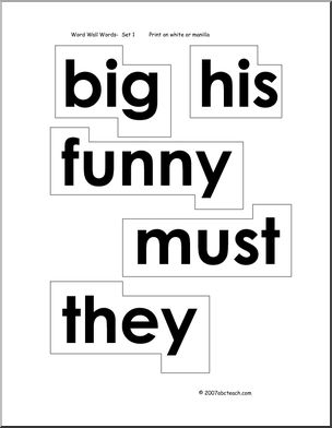 abcteach Early Reader Word Walls – words (outlined)