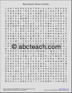 Word Search: African Countries