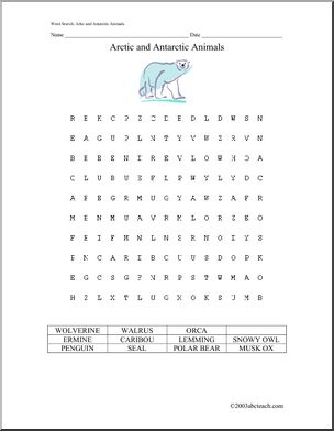 Word Search: Arctic and Antarctic Animals