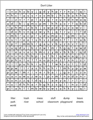 Word Search: Don’t Litter!