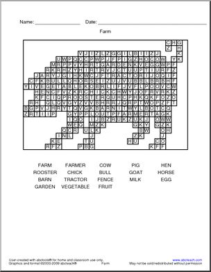 Word Search: Farm
