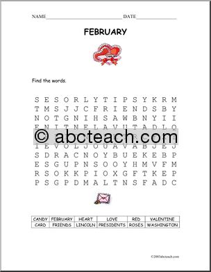 Word Search: February
