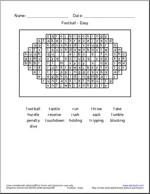 Word Search: Football Terminology (easy)