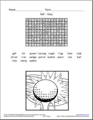 Word Search: Golf Terminology (easy)