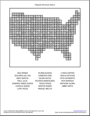 Word Search: Hispanic-American Actors