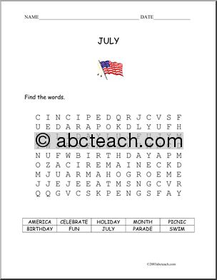 Word Search: July