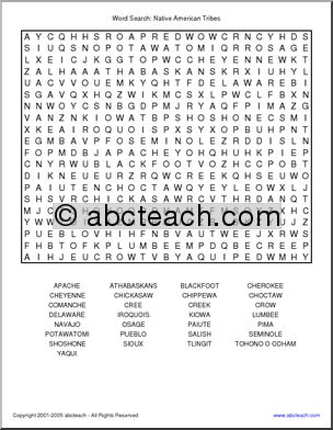 Word Search: Native American Tribes