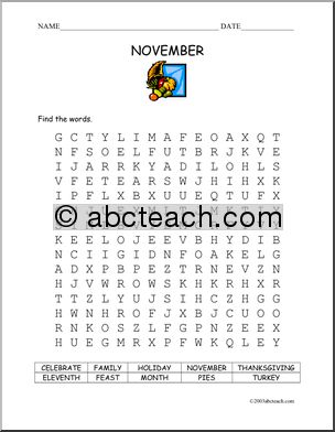 Word Search: November