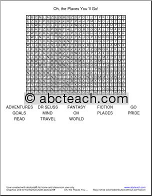 Oh, the Places You’ll Go! Word Search