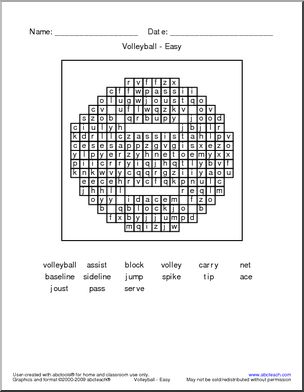 Word Search: Volleyball Terminology (easy)