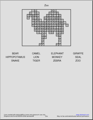 Word Search: Zoo