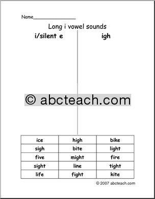 Vowels- Spelling Long I (primary/elem) 1 Word Sort