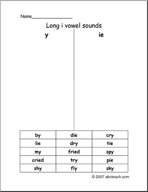Vowels- Spelling Long I (primary/elem) 2 Word Sort