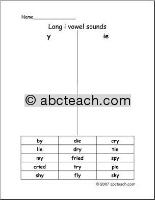 Vowels- Spelling Long I (primary/elem) 2 Word Sort
