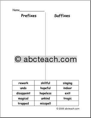 Word Sort: Prefixes and Suffixes 2