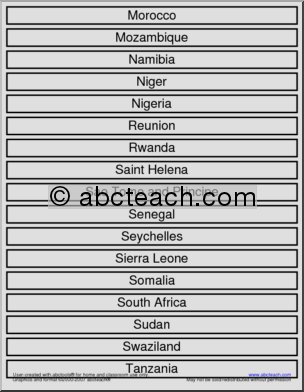 Word Wall: African Countries and Capitals