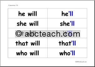 Contractions – ‘LL Word Wall