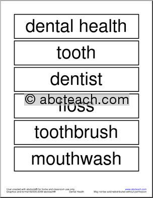 Word Wall:  Dental Health