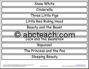 Fairy Tale Titles (large strips) Word Wall