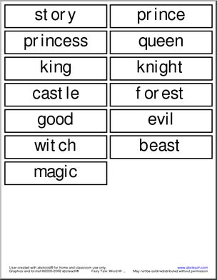 Fairy Tale Words (small strips) Word Wall