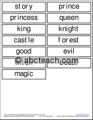 Fairy Tale Words (small strips) Word Wall
