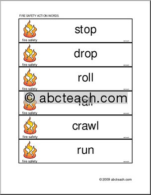 Word Wall: Action Words – Fire Safety