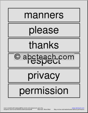 Word Wall: Manners