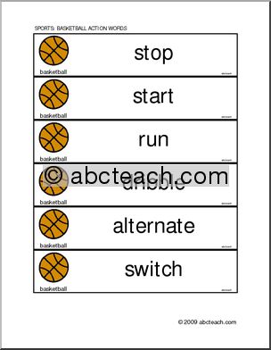 Word Wall: Action Words in Sports – Basketball