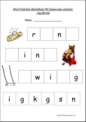-ING Word Family Worksheet