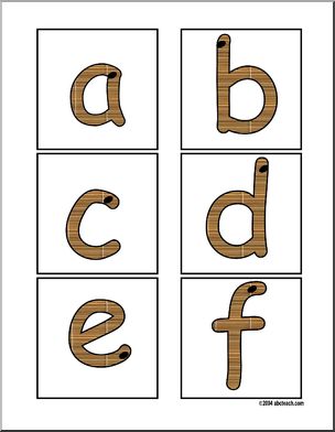 Worms a-r (lower_case) Alphabet Cards