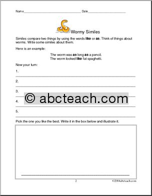 Worms (upper elem) Poetry Prompts