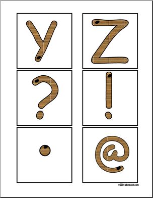 Worms (upper case Y-Z ) Alphabet Cards