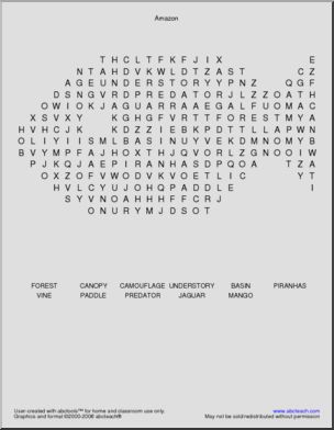 Afternoon on the Amazon Word Search