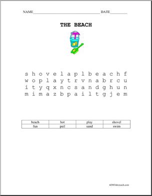 Word Search: The Beach