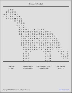 Dinosaurs (primary) Word Search