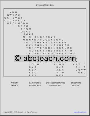 Dinosaurs (primary) Word Search