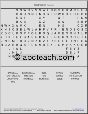 Word Search: Recess