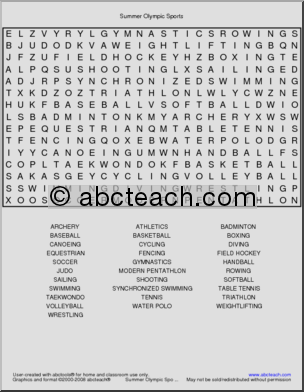 Word Search: Summer Olympics
