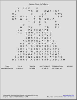 Vacation Under the Volcano (primary/elem) Word Search