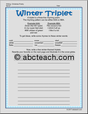 Winter Poetry Writing Packet