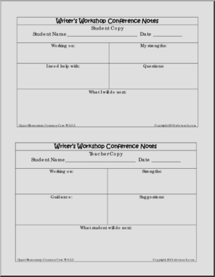 Forms: Writers Workshop Conference Notes (grades 3-5)