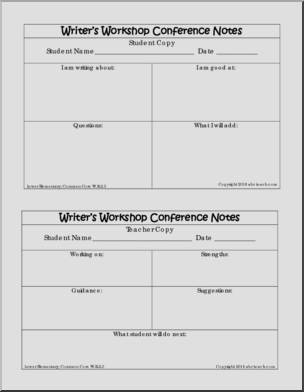 Forms: Writing Workshop Conference Notes (grades k-2)