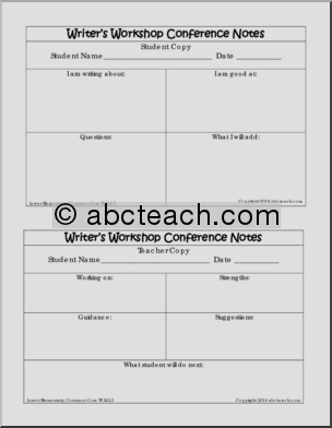 Forms: Writing Workshop Conference Notes (grades k-2)