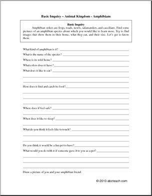 Basic Inquiry for Amphibians (upper/middle/high) Writing