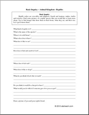 Basic Inquiry for Reptiles (upper/middle/high) Writing