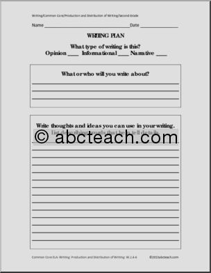 Common Core: Writing Production and Distribution Template (grade 2)