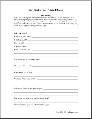 Writing: Basic Inquiry for Zoo Animal Behavior (upper/middle/high)