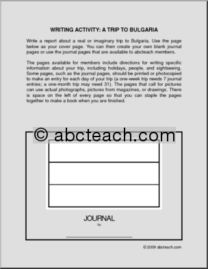 A Trip to Bulgaria (elem/upper elem) – cover only’ Writing Activity