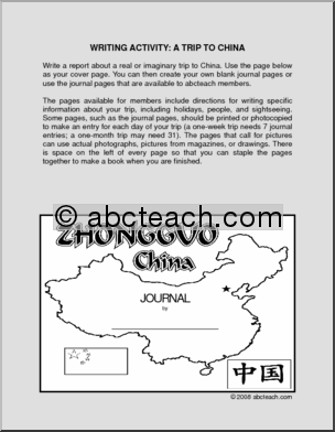 A Trip to China (elem/upper elem) – cover only’ Writing Activity